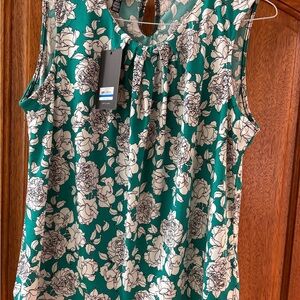 Floral Green and White Women's Top
